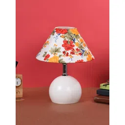 foziq White & Red Printed Frustum Shape Metal Table Lamps-picture-13