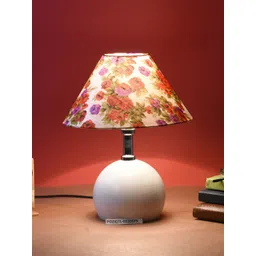 foziq White Bell Shape Printed Floral Table Lamps-picture-14