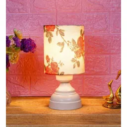 Orange & White Shade Table Lamp With Metal Base By Foziq-image-37