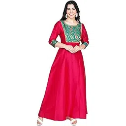 fr frolic rolic Frolic Rolic Women's Designer Stylish Flared/A-line Silk Maxi Gown Round Neck Ready to Wear Long Dress-picture-10