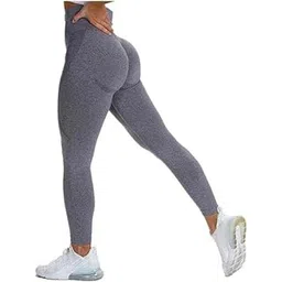 frackson Frakson Grey Skinny Fit Yoga Pants Gym wear Leggings Ankle Length Workout Active wear | Stretchable Workout Tights | High Waist Sports Fitness for Girls & Women- Nylon Fiber & Spandix (M)-picture-24