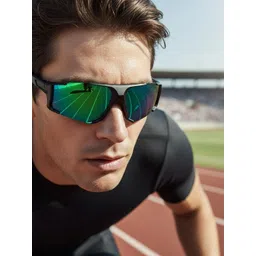 Framesvista Unisex Mirrored Lens & Black Sports Sunglasses with-picture-37