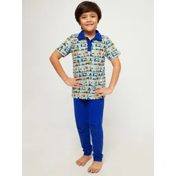 frangipani Boys Blue Typography Printed Polo Collar Cotton T-shirt-picture-20
