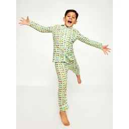 frangipani Boys Green & Red Printed Pure Cotton Night suit-picture-18