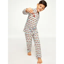 frangipani Boys Red & Blue Printed Pure Cotton Night suit-picture-16