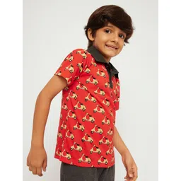 frangipani Boys Red Printed Polo Collar T-shirt image 2