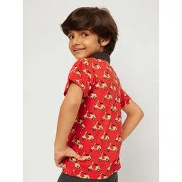 frangipani Boys Red Printed Polo Collar T-shirt image 3