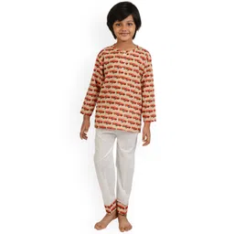 frangipani Boys White & Red Printed Night suit-picture-17