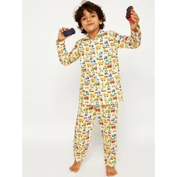 frangipani Boys Yellow & Red Printed Pure Cotton Night suit-picture-19