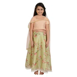 frangipani Girls Floral Printed Ready to Wear Pure Cotton Lehenga & Blouse With Dupatta-picture-56
