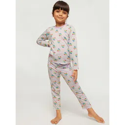 frangipani Girls Grey & Red Printed Night suit-picture-21