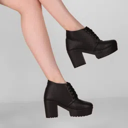Amazing Design Women's Ankle Length Block Heel Stylish Fashionable Black Boots Boots For Women-image-4