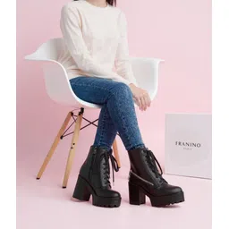 Design Women's Ankle Length Block Heel Stylish Fashionable Black Boots Boots For Women-image-27