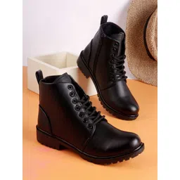 FRANINO PARIS Men Solid Lace-Up Ankle-Length Block Heeled Regular Boots with Side Zipper-image-48