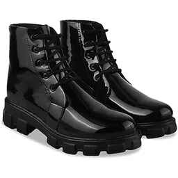 Smart Casual Patent Leather Lace up Boots for Women's & Girl's-image-44