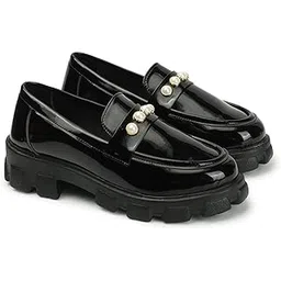 Smart Casual Upper Beads Detailed Loafers for Women Black-image-42