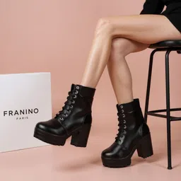 Women's Round Toe Boots Lace Up Chunky Block Heel Boots for Women Boots For Women-image-1