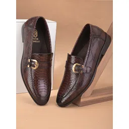 FRANKROMELLO Men Textured Formal Monk Shoes With Buckle Detail-picture-25
