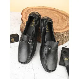 FRANKROMELLO Men Textured Leather Lightweight Horsebit Loafers-picture-15