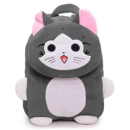 Frantic Premium Quality Soft Design Grey Cat Flap Bag for Kids - 14 Inches-image-44