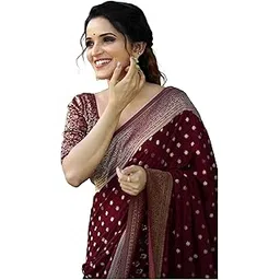 fratona Women's Kanjivaram Soft Silk Banarasi Saree With Blouse Piece | Banarasi Sari For Women | Saree with Blosepiece-picture-33