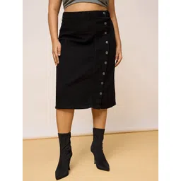 FREAKINS A-Line Denim Midi Skirts-picture-14