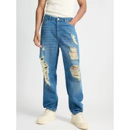 FREAKINS Men High-Rise Highly Distressed Light Fade Cotton Jeans-picture-25