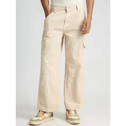 FREAKINS Men Straight Fit Mid-Rise Clean Look Cargo Style Cotton Jeans-picture-23