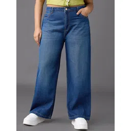 FREAKINS Women Wide Leg High-Rise Clean Look Light Fade Pure Cotton Jeans-picture-13