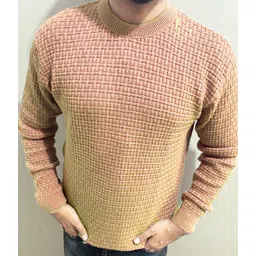freaks Men Solid Round Neck Beige Sweater-picture-14