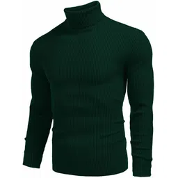 freaks Men Woven High Neck Green Sweater-picture-26
