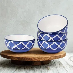 Ceramic Serving Bowl Freakway Handcrafted Blue & White Patterned Ceramic Bowls – Pack of 4-picture-10