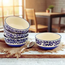 freakway Ceramic Serving Bowl Ceramic Small Flowery Serving Bowl (150 ml, Set of 4,)-picture-23