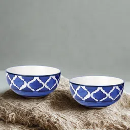 freakway Ceramic Serving Bowl Set of 2 Ceramic Bowls – 4.2 Inch, Blue Moroccan Pattern Bowl set-picture-18