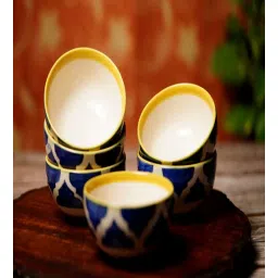 freakway Moroccan 200ml Blue Ceramic Handcrafted ( Set of 6) Dessert Bowls-picture-15