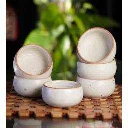 freakway Ribbed Pattern 200ml Cream Ceramic Handcrafted ( Set of 6) Serving Bowls-picture-15