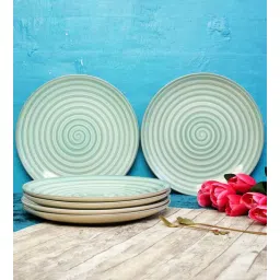 Freakway Sea Swirls Design Handpainted' Permium Ceramic "6 Dinner Plates Serving for 6, (Dishwasher & Microwave Safe)-picture-12