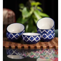 freakway (Set of 4) Umrao 200ml Handcrafted Ceramic Dining Bowl (Blue & White)-picture-21