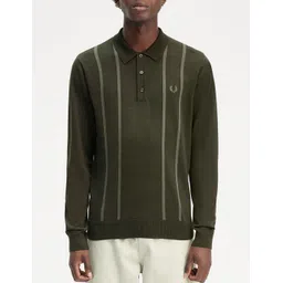Fred Perry Men Striped Shirt Collar Cotton Ribbed Sweatshirt-picture-41