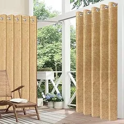 FREDDO-PE 85% Indoor/Outdoor Sun Blocking Balcony Eyelet Curtains UV Protection, Sun Shading Light Filtering, Temperature Reducing for Window/Door (Beige Color | 4.5 X 8 Ft) Pack of 2 Pieces-picture-21