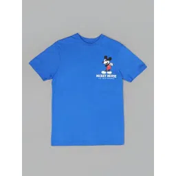 Free Authority Blue Cotton Printed Regular Fit T-Shirt image 5