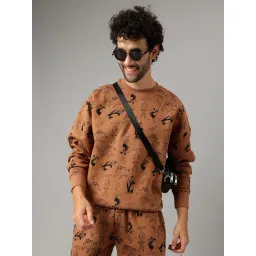 Free Authority Brown Loose Fit Looney Tunes Print Sweatshirt-picture-38