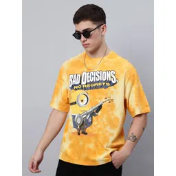 Free Authority Men Graphic Printed Round Neck Cotton Oversized T-Shirt-picture-19