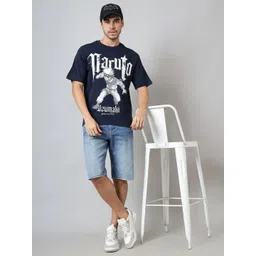 Free Authority Men Naruto Graphic Printed Round Neck Cotton Oversized T-shirt image 3