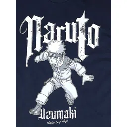 Free Authority Men Naruto Graphic Printed Round Neck Cotton Oversized T-shirt image 2