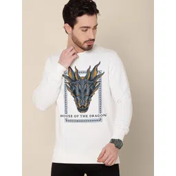 Free Authority Men Off White House of Dragon Printed Pure Cotton Sweatshirt-picture-26