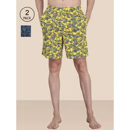 Free Authority Men Pack Of 2 Yellow & Blue Printed Cotton Boxers-picture-18