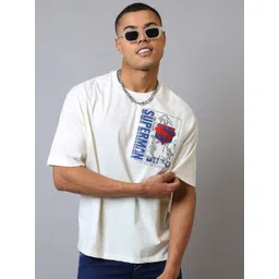 Free Authority Men Superman Graphic Printed Round Neck Pure Cotton Oversized T-shirt-picture-41