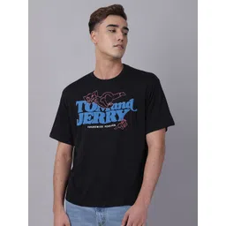 Free Authority Men Tom & Jerry Graphic Printed Round Neck Cotton Oversized T-shirt-picture-22