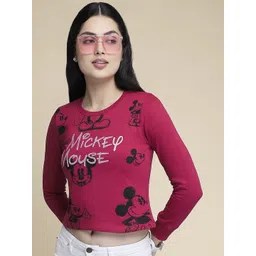 Free Authority Mickey & Friends Printed Cotton Crop Sweatshirt-picture-16